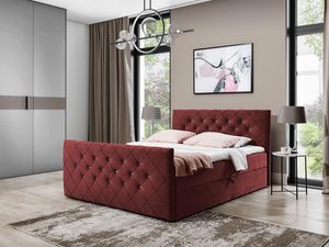 Miniaturka 1 - Łóżko tapicerowane w czerwonym kolorze z pikowanym zagłówkiem w stylu glamour