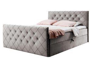 Miniaturka 2 - Beżowe łóżko tapicerowane z pikowanym zagłówkiem