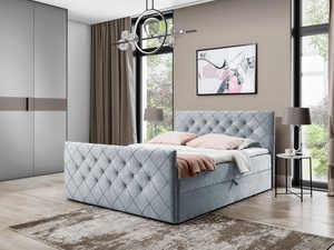 Miniaturka 5 - Łóżko tapicerowane w szarym kolorze z pikowanym wzorem