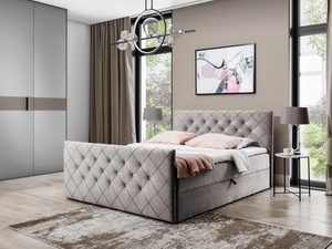 Miniaturka 8 - Łóżko tapicerowane w beżowym kolorze z pikowanym zagłówkiem