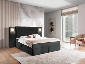 Miniaturka 14 - Łóżko tapicerowane w kolorze czarnym z prostym zagłówkiem – klasyczne łóżko do sypialni, które wprowadza ciepło do wnętrza.