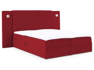 Miniaturka 10 - Łóżko tapicerowane w kolorze czerwonym z prostym zagłówkiem i oświetleniem– odważne łóżko do sypialni, które wprowadza energię do wnętrza.