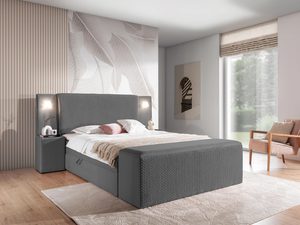 Miniaturka 23 - Łóżko tapicerowane w kolorze szarym z prostym zagłówkiem i zabudowaniem – eleganckie łóżko do sypialni, idealne do nowoczesnych wnętrz.