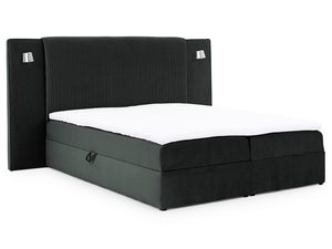 Miniaturka 6 - Łóżko tapicerowane w kolorze czarnym z prostym zagłówkiem – nowoczesne łóżko do sypialni, idealne do minimalistycznych wnętrz.