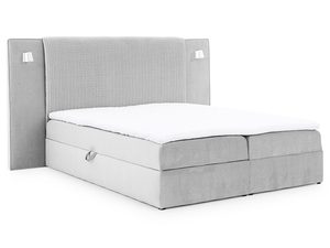 Miniaturka 5 - Łóżko tapicerowane w kolorze szarym z prostym zagłówkiem – eleganckie łóżko do sypialni, idealne do nowoczesnych wnętrz.