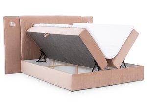 Miniaturka 3 - Różowe łóżko tapicerowane z o otwartym pojemnikiem