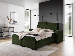 Miniaturka 15 - Łóżko tapicerowane w kolorze zielonym z regulowanym zagłówkiem – eleganckie łóżko do sypialni, które dodaje wnętrzu świeżości.