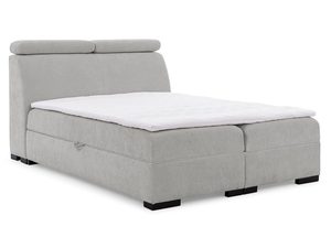 Miniaturka 4 - Łóżko tapicerowane w kolorze szarym z prostym zagłówkiem – stylowe łóżko do sypialni, które wprowadza ciepło do wnętrza.