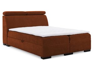 Miniaturka 5 - Łóżko tapicerowane w kolorze pomarańczowym z ozdobnym zagłówkiem – stylowe łóżko do sypialni, które wprowadza energię do wnętrza.