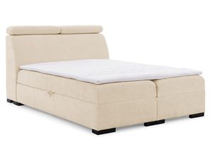 Miniaturka 3 - Łóżko tapicerowane w kolorze kremowym z ozdobnym zagłówkiem – luksusowe łóżko do sypialni, które nadaje wnętrzu przytulności.