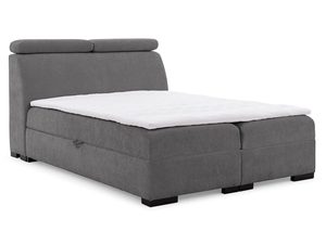 Miniaturka 6 - Łóżko tapicerowane w kolorze szarym z prostym zagłówkiem – stylowe łóżko do sypialni, które wprowadza ciepło do wnętrza.