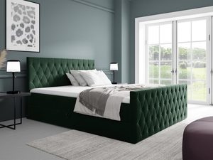 Miniaturka 4 - Łóżko tapicerowane w zielonym kolorze z pikowanym zagłówkiem