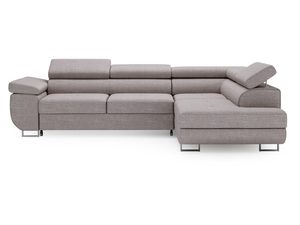 Miniaturka 3 - Sofa narożna z taupe tkaniny i niskim, regulowanym oparciem