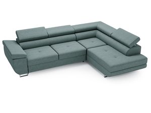 Miniaturka 8 - Miętowa sofa narożna z gładkim wykończeniem i pojemnikiem