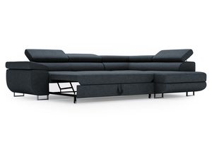 Miniaturka 13 - Ciemnoszara sofa narożna z dużym szezlongiem i szufladą