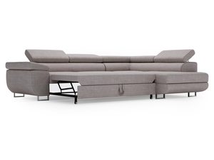 Miniaturka 12 - Szara sofa narożna z wyciąganym pojemnikiem i prostymi liniami