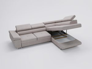 Miniaturka 32 - Ciemnoszara sofa narożna z dwoma pojemnikami i zagłówkami