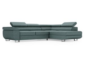 Miniaturka 7 - Zielona sofa narożna z prostymi podłokietnikami