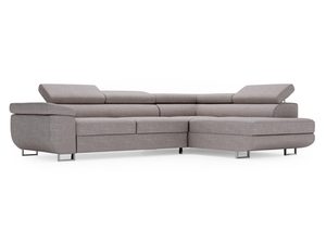 Miniaturka 5 - Taupe sofa narożna z zagłówkami i metalowymi nogami