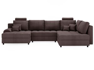 Miniaturka 2 - Czekoladowy narożnik z poduchami i oparciem o średniej wysokości