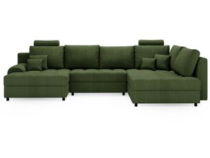 Miniaturka 7 - Zielony narożnik z funkcją spania i dużym szezlongiem