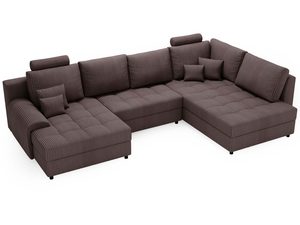 Miniaturka 21 - Śliwkowy y narożnik wypoczynkowy z poduchami i niskim oparciem