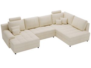 Miniaturka 15 - Jasnokremowy narożnik modułowy z miękkim wykończeniem