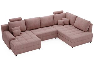 Miniaturka 19 - Różowy narożnik tapicerowany z miękkimi bokami i siedziskiem