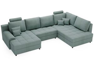 Miniaturka 18 - Zielony narożnik z grubym pikowaniem i zestawem poduszek