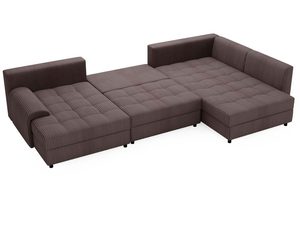 Miniaturka 42 - Brązowy narożnik modułowy z pikowanym siedziskiem