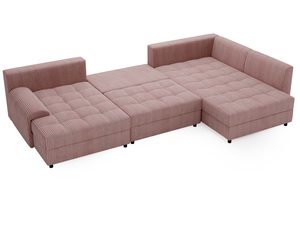 Miniaturka 40 - Różowy narożnik z tapicerką sztruksową i funkcją rozkładania