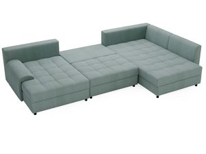 Miniaturka 39 - Zielony narożnik modułowy z dużym siedziskiem i zaokrąglonym oparciem