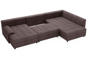 Miniaturka 35 - Ciemnobrązowy narożnik z pojemnikiem i dekoracyjnym przeszyciem