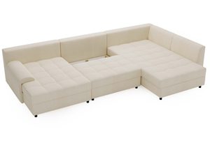 Miniaturka 36 - Jasny narożnik z grubą fakturą materiału i niskimi nóżkami