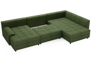 Miniaturka 34 - Zielony narożnik z dużym szezlongiem i funkcją spania