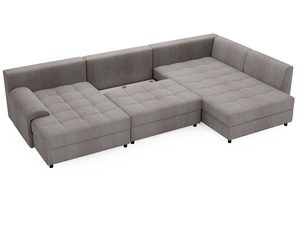 Miniaturka 31 - Szary narożnik z niskim oparciem i praktycznym schowkiem