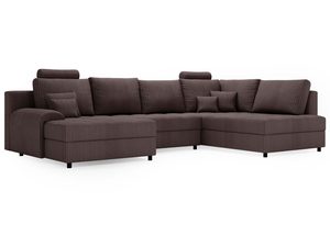 Miniaturka 14 - Czekoladowy narożnik w stylu retro z poduchami i tapicerką sztruksową