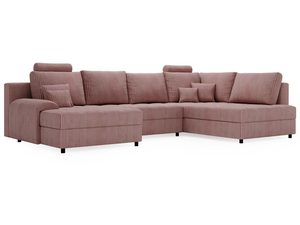 Miniaturka 12 - Różowy narożnik modułowy z dekoracyjnym sztruksem