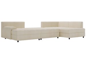 Miniaturka 29 - Kremowy narożnik z tkaniny sztruksowej w jasnym wnętrzu