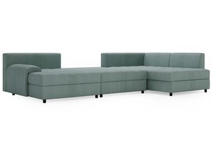 Miniaturka 25 - Zielony narożnik z prążkowanej tkaniny z funkcją spania