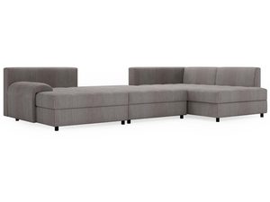 Miniaturka 24 - Brązowy narożnik z tapicerką prążkowaną i niskimi nóżkami