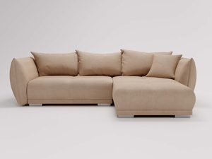 Miniaturka 25 - Narożnik beżowy z miękkimi poduchami i niskim bokiem