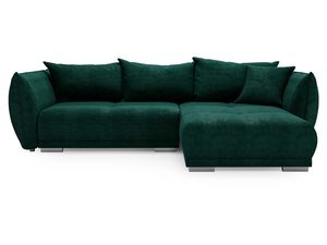 Miniaturka 7 - Zielony narożnik tapicerowany z głębokim siedziskiem i poduszkami