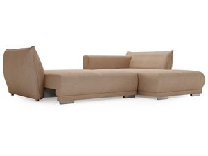 Miniaturka 17 - Narożnik beżowy z prostym bokiem i trzema dużymi poduchami