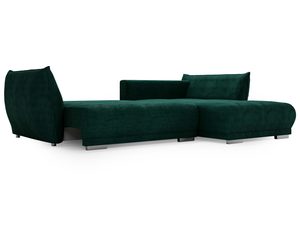 Miniaturka 20 - Zielony narożnik tapicerowany z prostą konstrukcją i pikowaniem