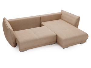 Miniaturka 22 - Piaskowy narożnik rozkładany z niskim bokiem i miękkim oparciem