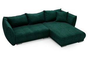 Miniaturka 4 - Butelkowozielony narożnik z prostym bokiem i miękkimi poduchami