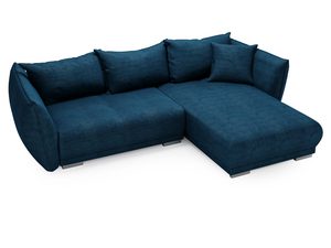 Miniaturka 3 - Granatowy narożnik z szezlongiem i wysokim oparciem