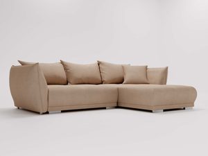 Miniaturka 29 - Beżowy narożnik z trzema poduchami i grubym siedziskiem