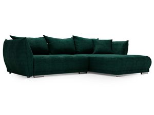 Miniaturka 12 - Zielony narożnik tapicerowany z prostą podstawą i gładkim wykończeniem